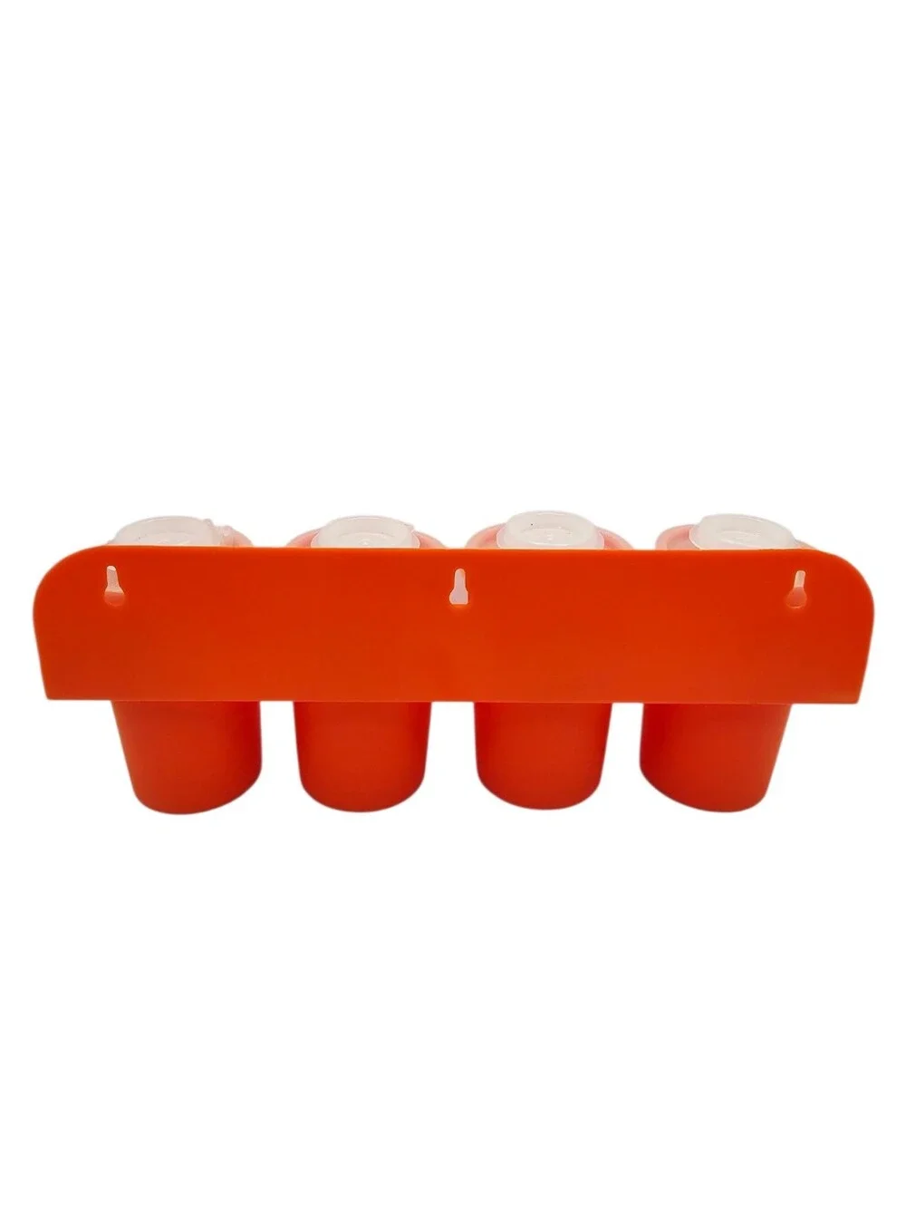 Vintage Tupperware Orange Spice Shakers #102 With Wall Mount Retro Kitchen